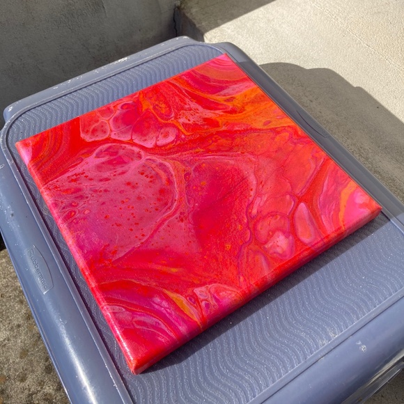 Solpor 8"x8" Painting by Color Fluent Art (Red/Orange/Pink) - Picture 2 of 3